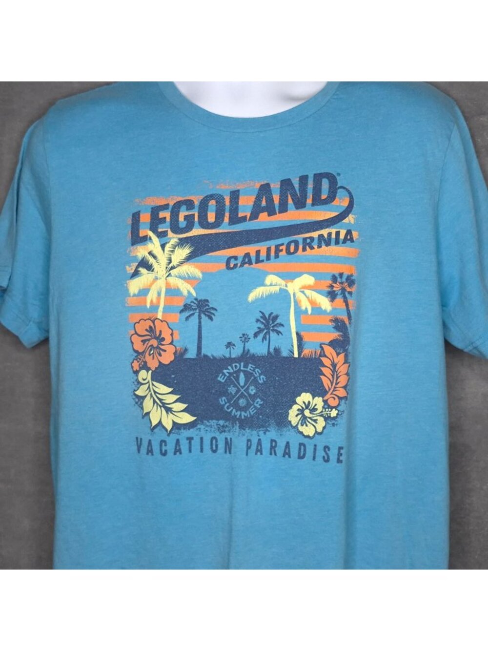 Legoland California Vacation Paradise Graphic T-Shirt XL Blue Cotton Blend